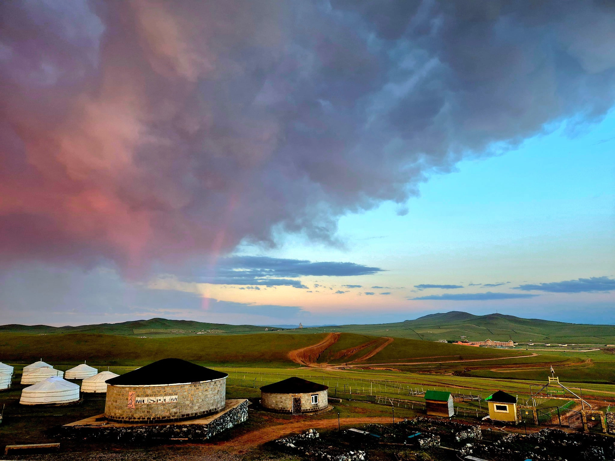 Peaceful Mongolian steppe landscape near Hunnu Camp